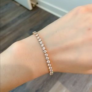 TENNIS DELUXE BRACELET, WHITE, ROSE-GOLD